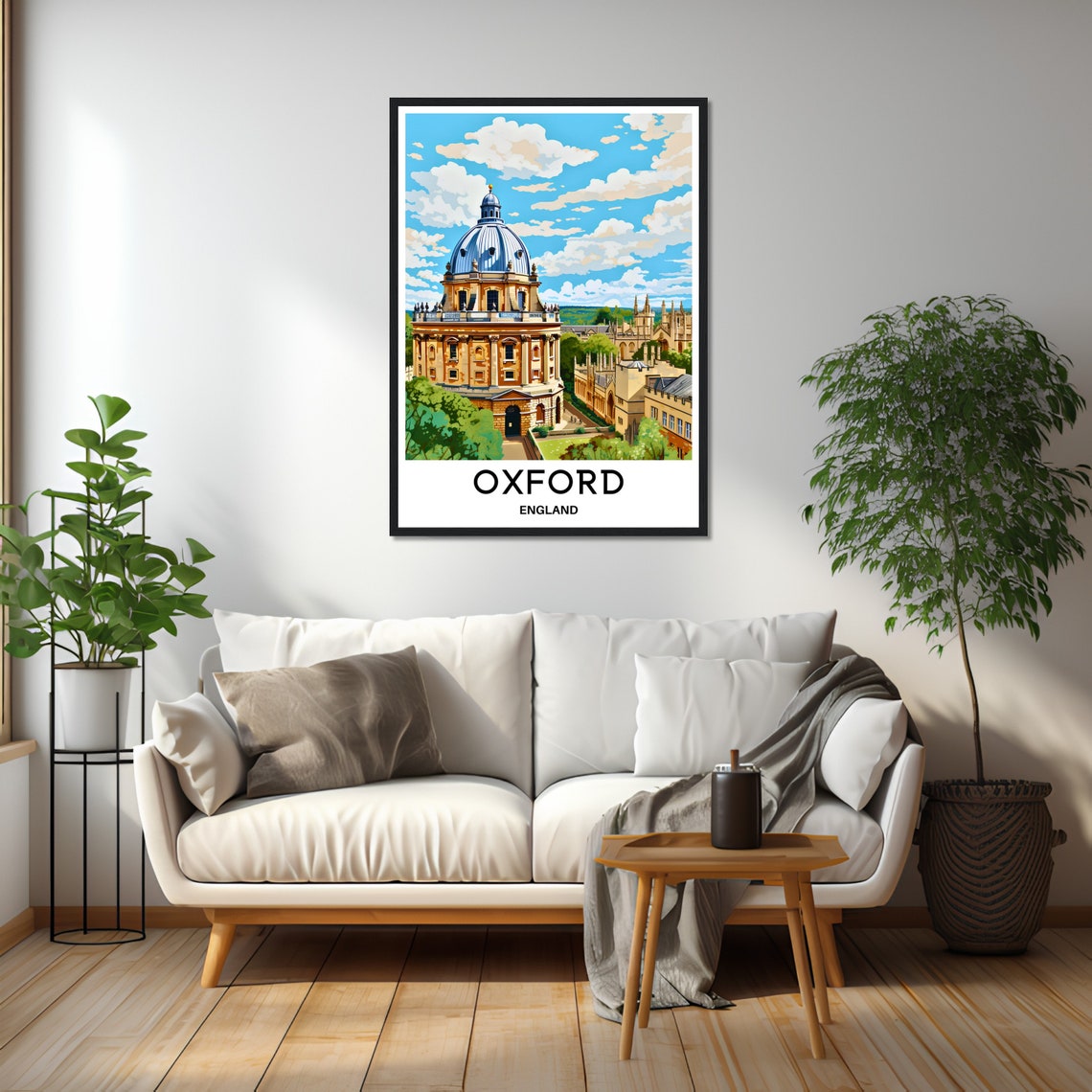 Oxford England Radcliffe Camera Dome Illustrated Travel Poster - Image 2
