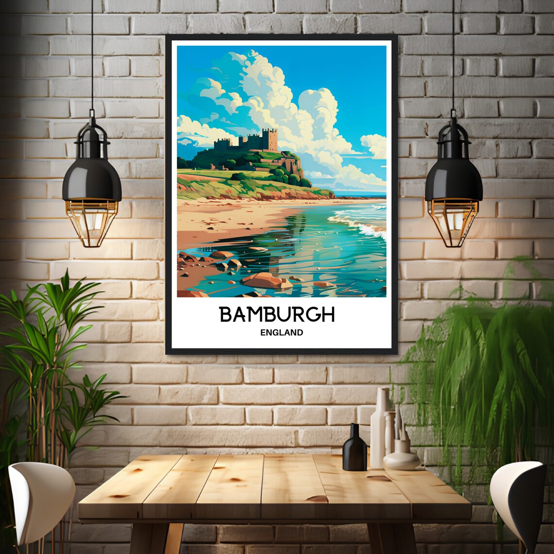 Bamburgh Castle England Beach Headland Coastline Travel Poster - Image 3