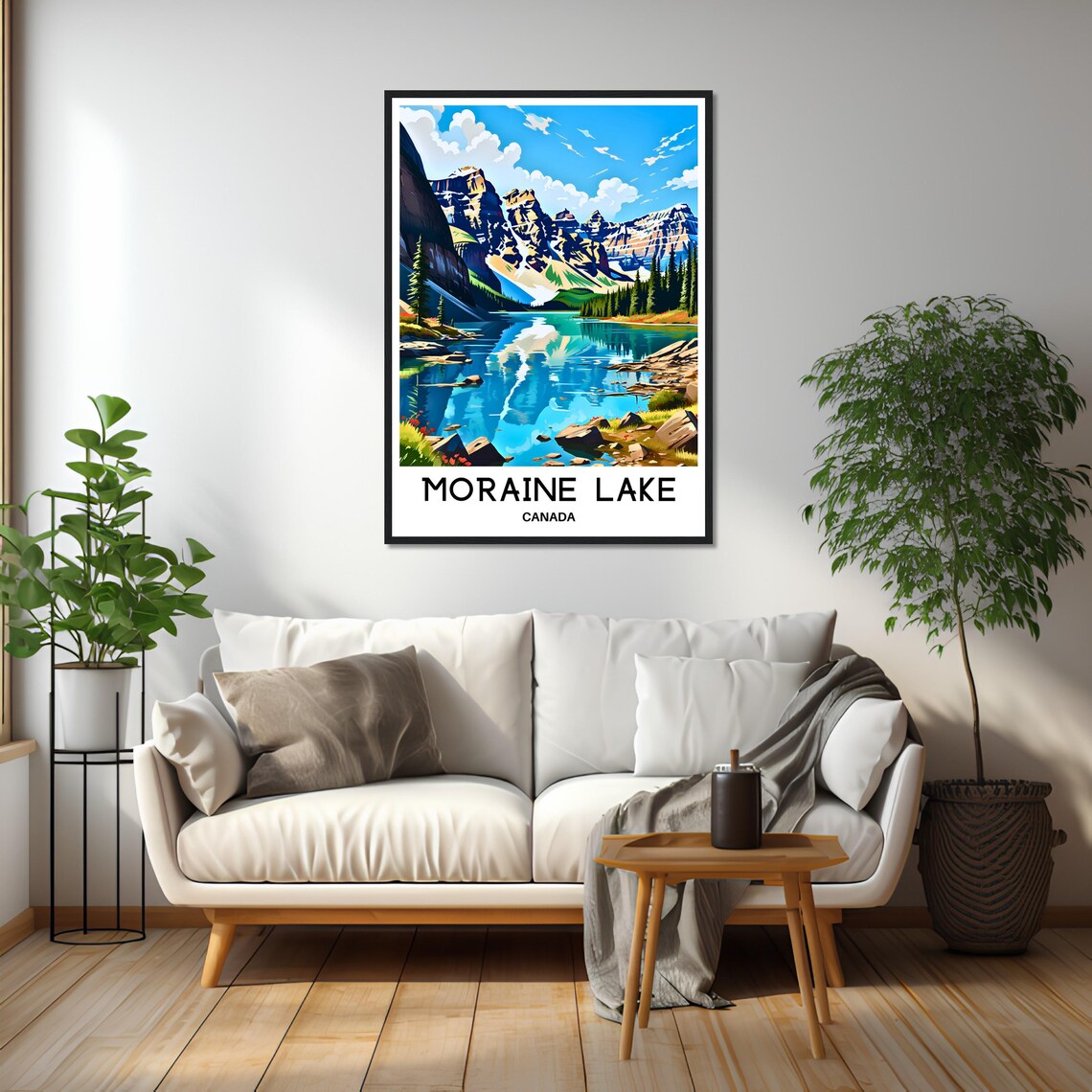 Moraine Lake Travel Print Moraine Lake Poster Canadian Art Print Canada Lover Gift Wall Hanging Art Home Decor Moraine Lake Illustration - Image 2