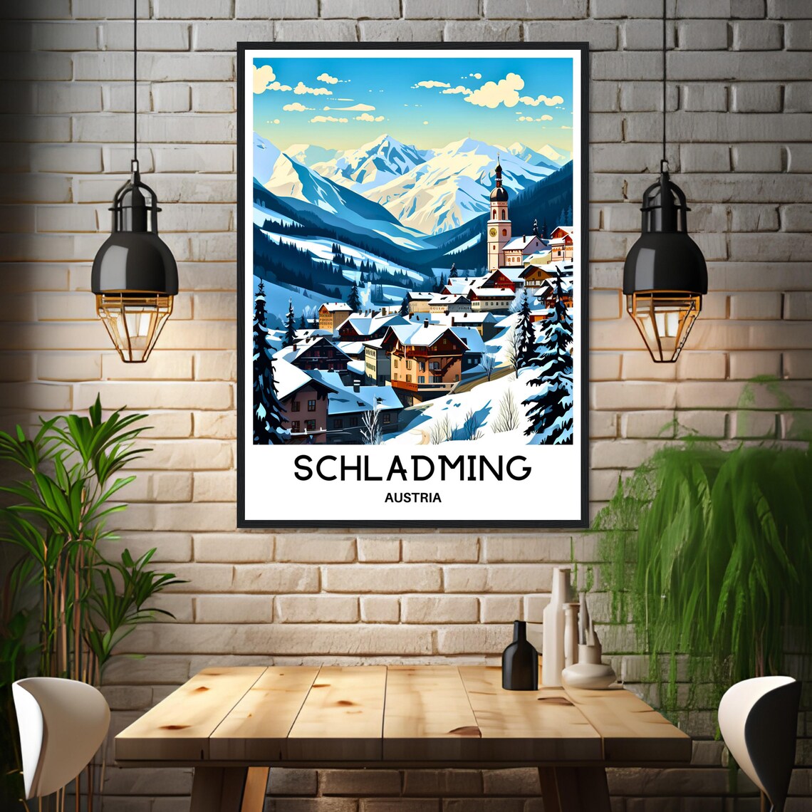 Schladming Travel Poster, Austrian Town Art Print - Image 3