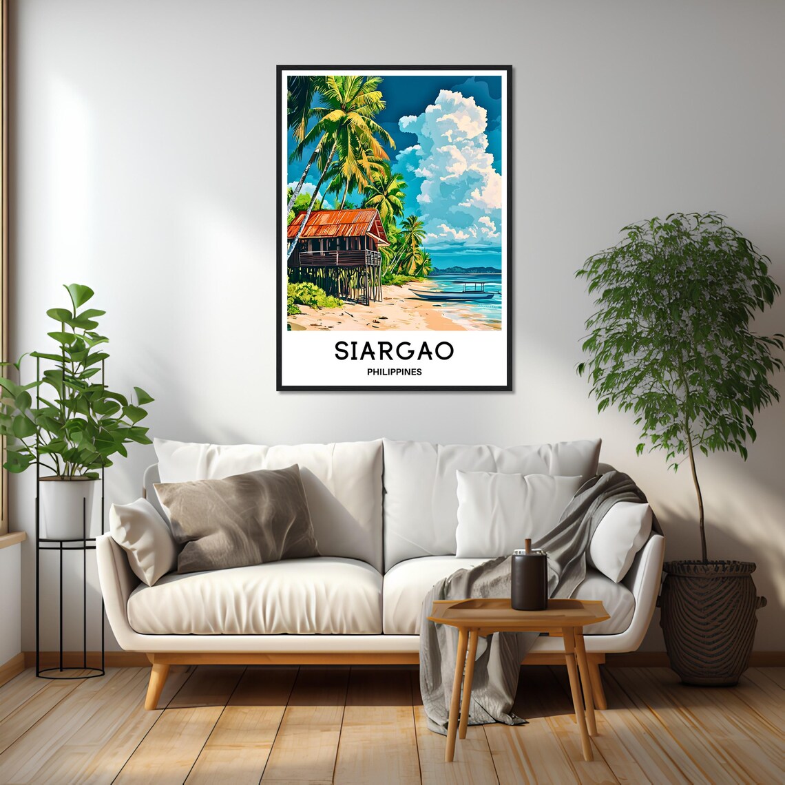 Siargao Philippines Palm Beach Stilt Hut Fishing Boat Poster - Image 2