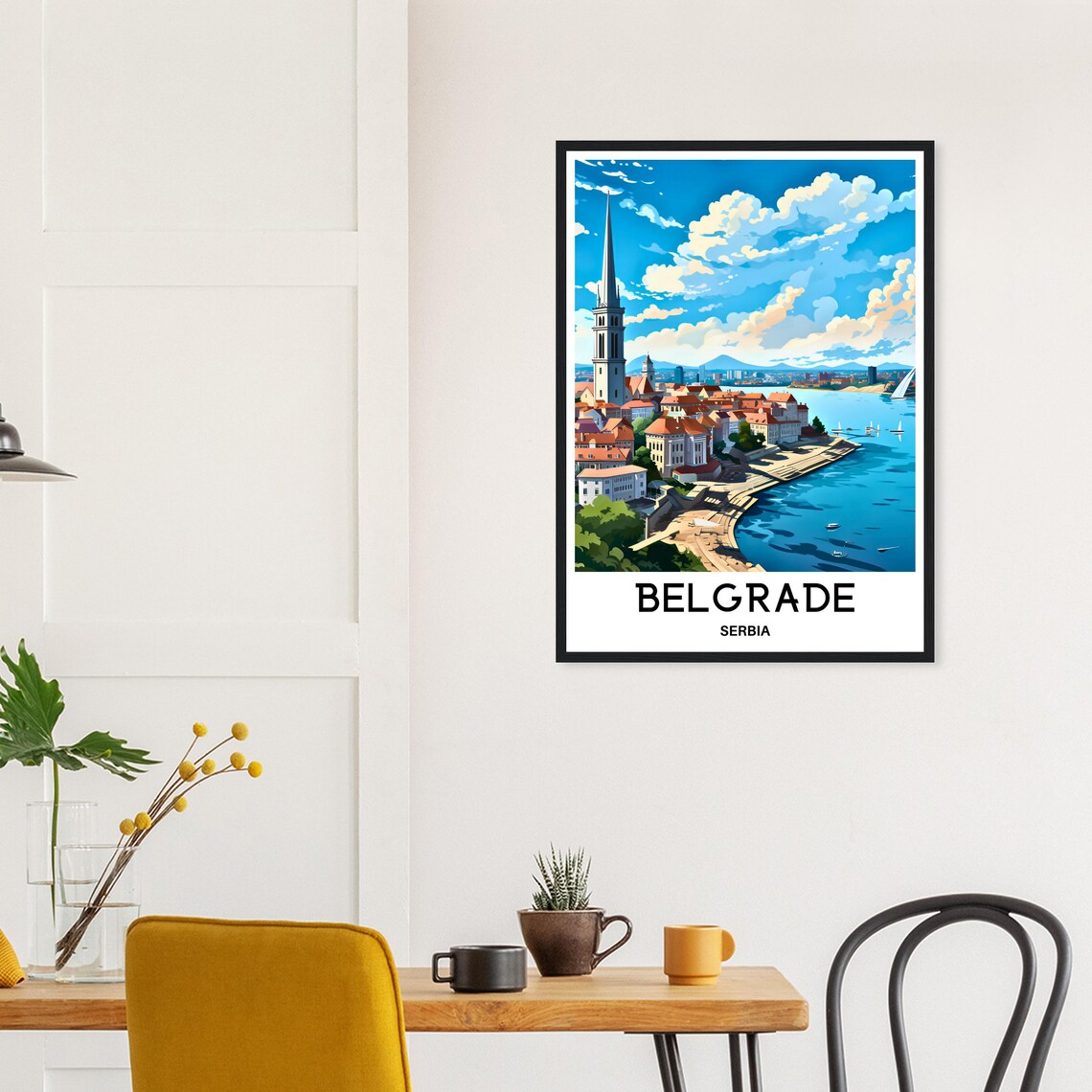 Belgrade Serbia Old Town Cathedral Spire River Promenade Poster - Image 2