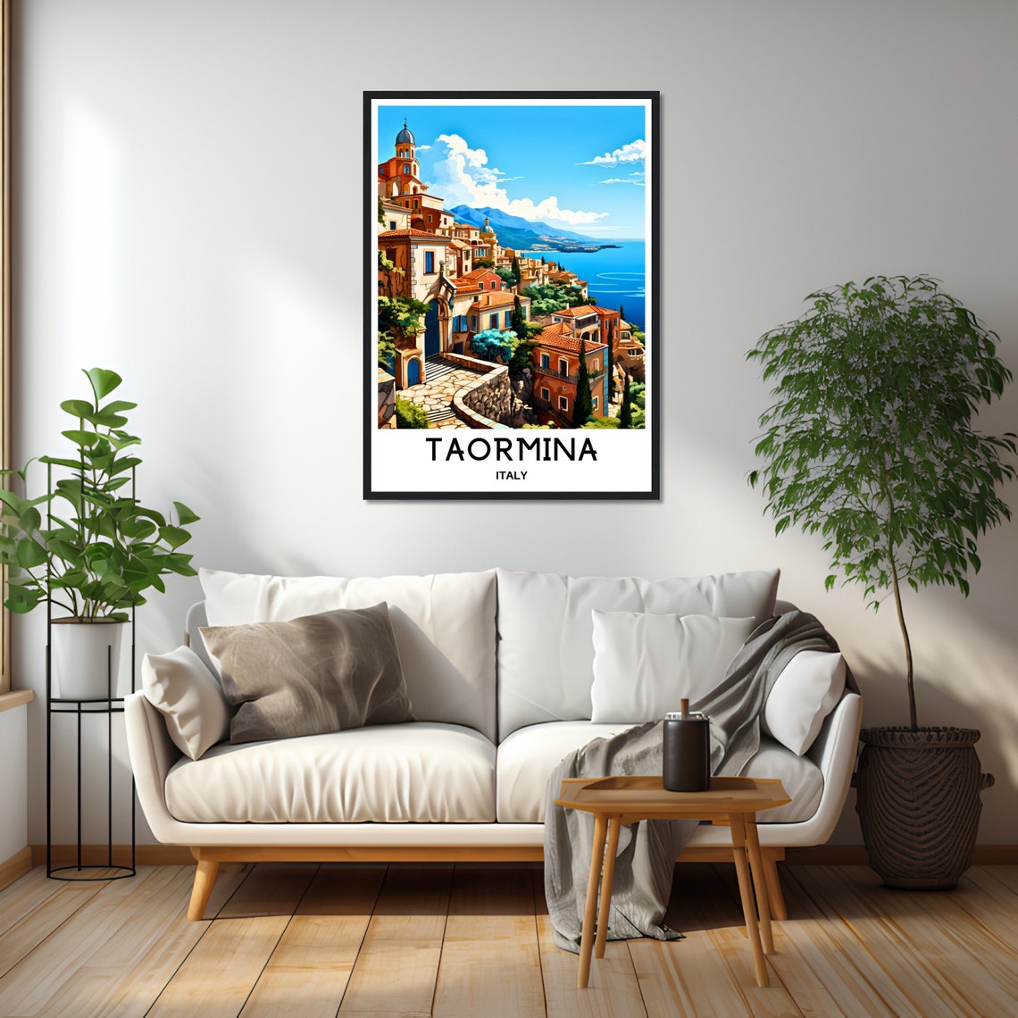 Taormina Travel Print Taormina Poster Italian Art Print Italy Lover Gift Wall Hanging Art Home Office Desk Decor Taormina City Illustration - Image 2