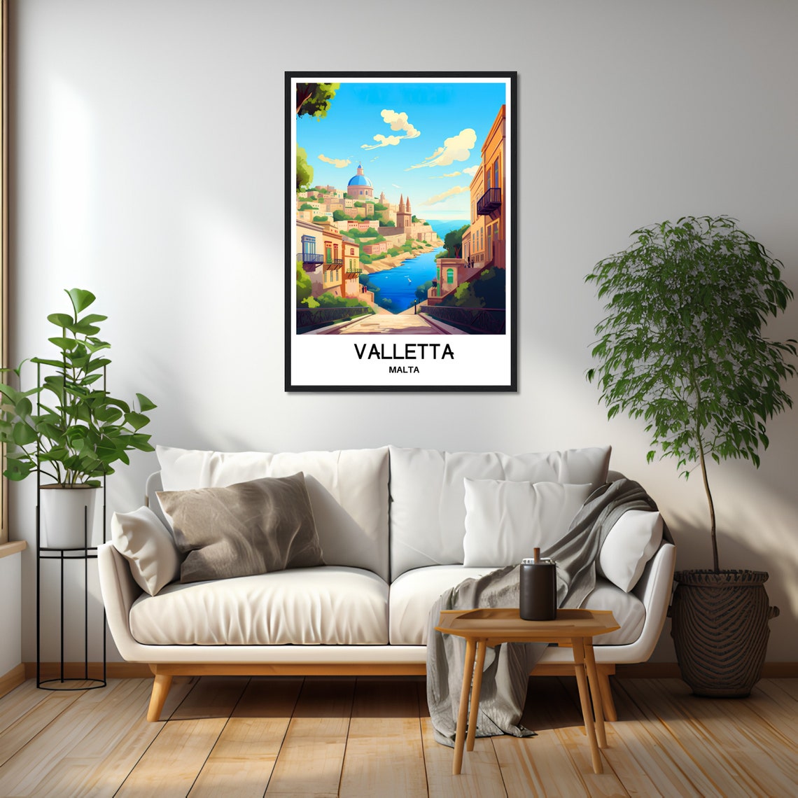Valletta Malta Historic Sunlit Harbor Cityscape Travel Poster - Image 2