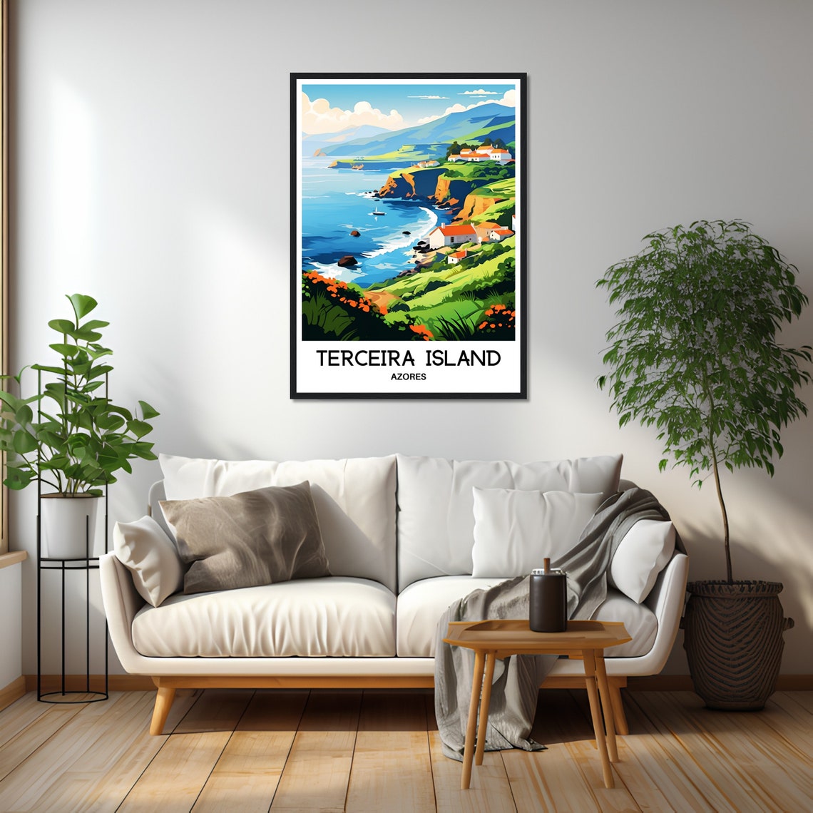 Terceira Island Travel Print Azores Poster Portuguese Art Print Portugal Lover Gift Wall Hanging Art Terceira Island Illustration - Image 2
