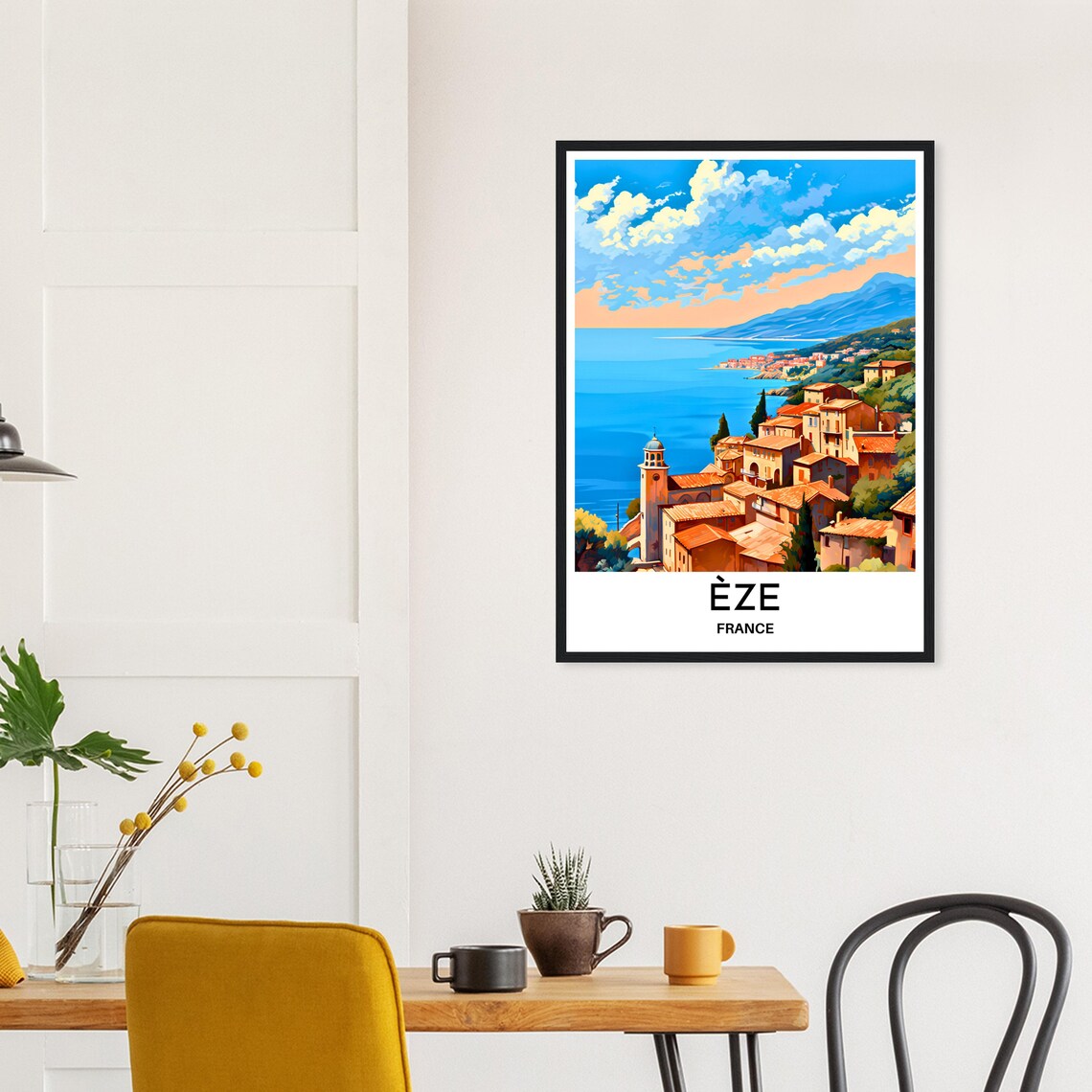 Eze France Riviera Village Hillside Mediterranean Sea Travel Poster - Image 3