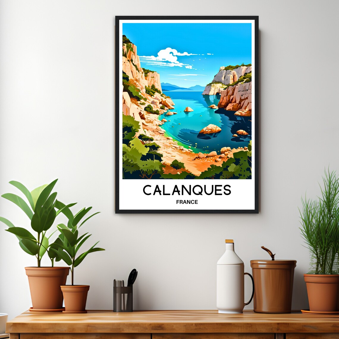 Calanques France Turquoise Cove Coastal Cliffs View Travel Poster - Image 3