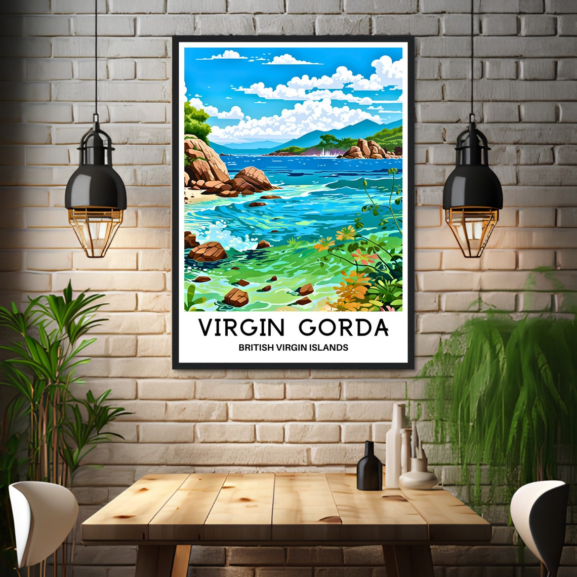 Virgin Gorda British Virgin Islands Turquoise Bay Travel Poster - Image 3