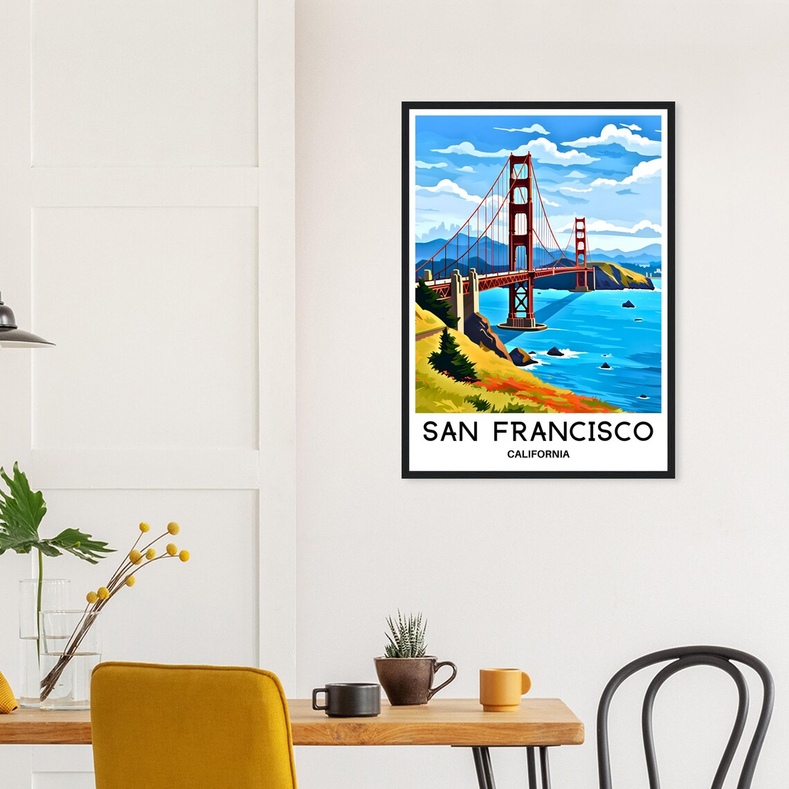 San Francisco California Golden Gate Bridge Bay View Travel Poster - Image 3