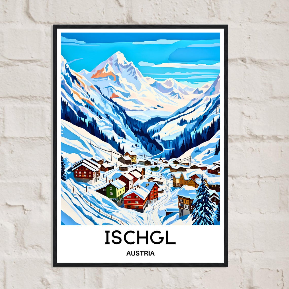 Ischgl Austria Snowy Alpine Village Winter Ski Travel Poster - Image 2