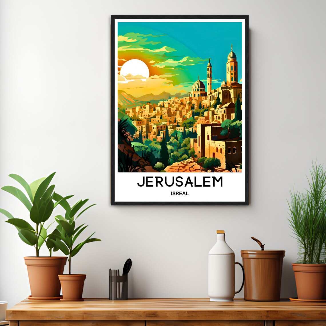 Jerusalem Golden Sunset Over The Old City Skyline Travel Poster - Image 3