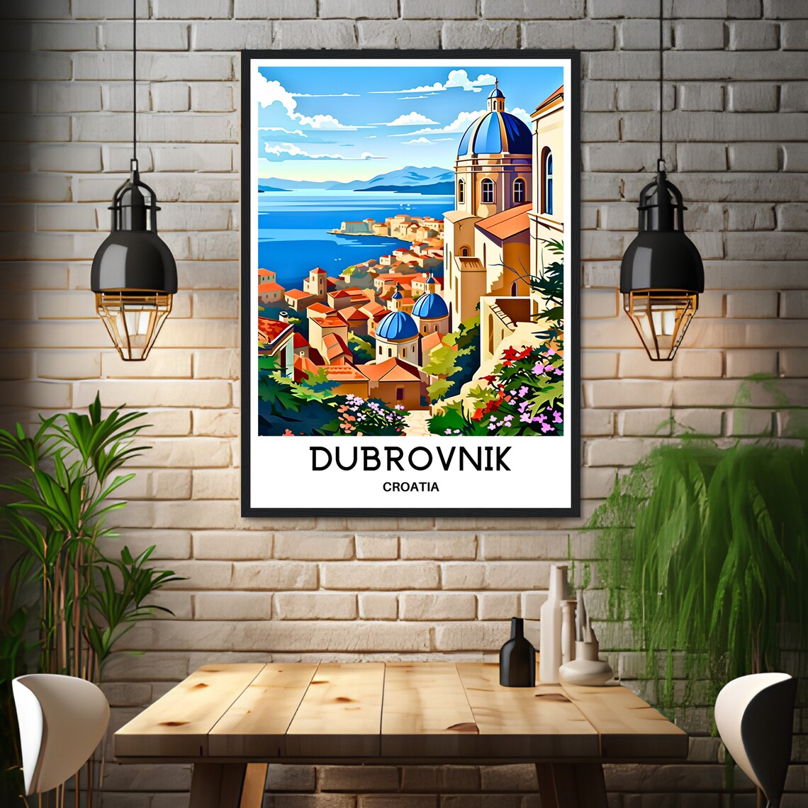 Dubrovnik Croatia Blue Domes Adriatic Coast Scenic Travel Poster - Image 3
