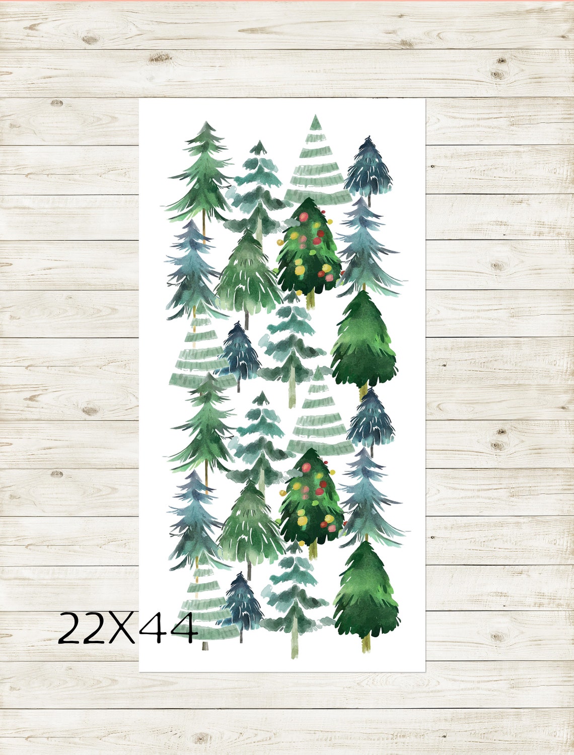 Watercolor Christmas Tree Forest Decorated Holiday Trees Banner Print - Image 2