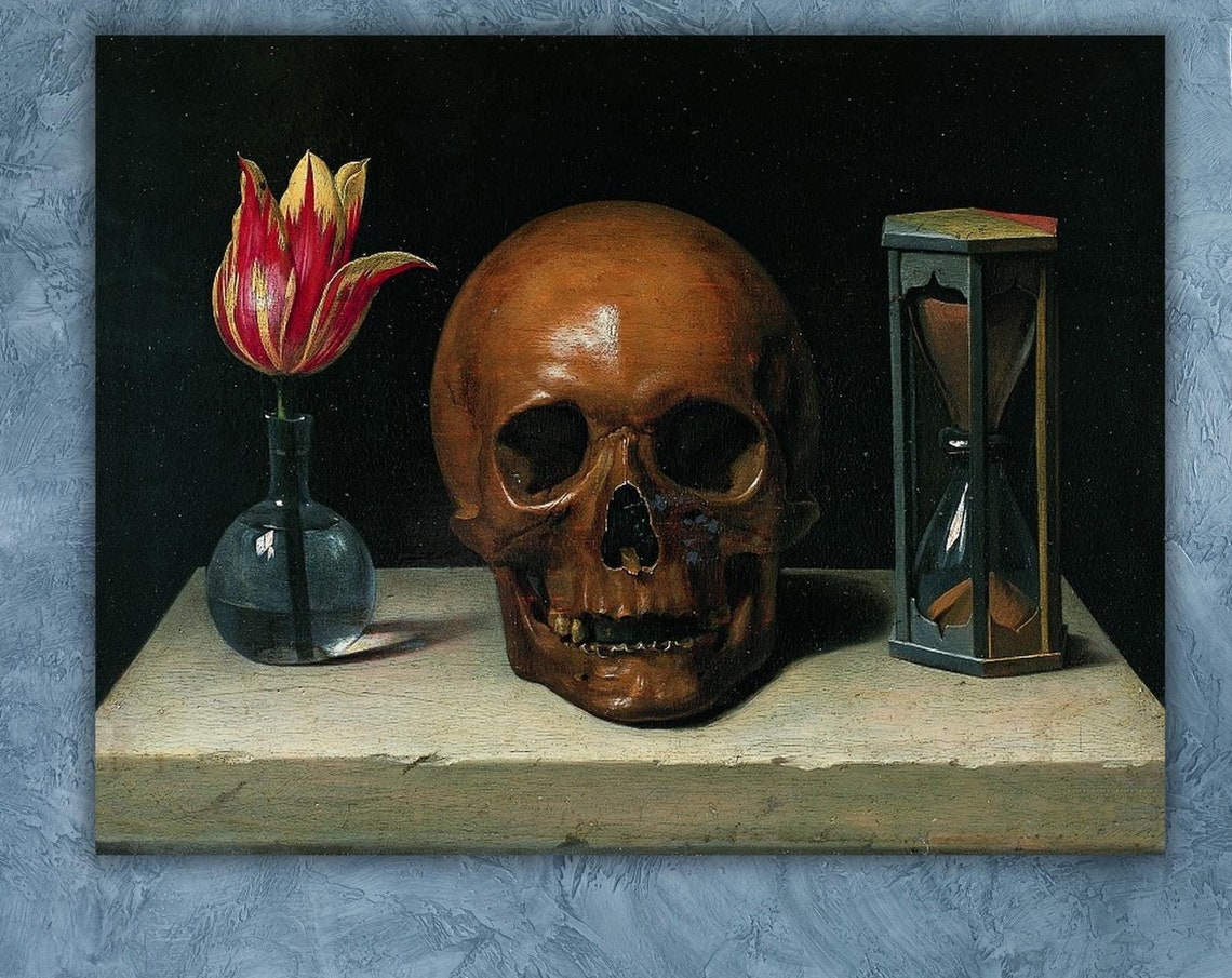 Philippe De Champaigne Vanitas Skull Hourglass Tulip Still Life Poster - Image 2