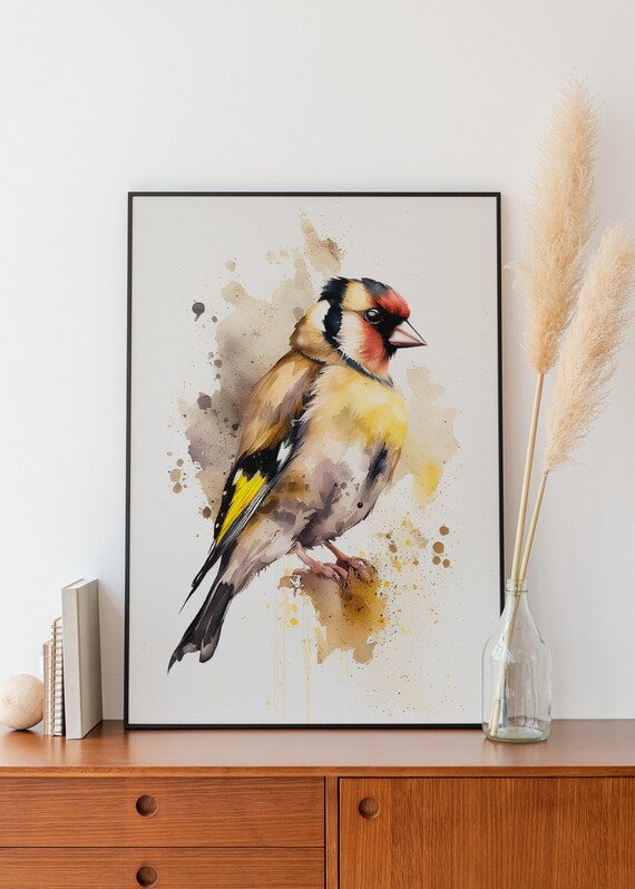 Goldfinch Wall Art Watercolor Goldfinch Wall Decor Airbnb Wall Art Cute Bird Wall Decor Childrens Room Bird Art Watercolor Bird Wall Decor