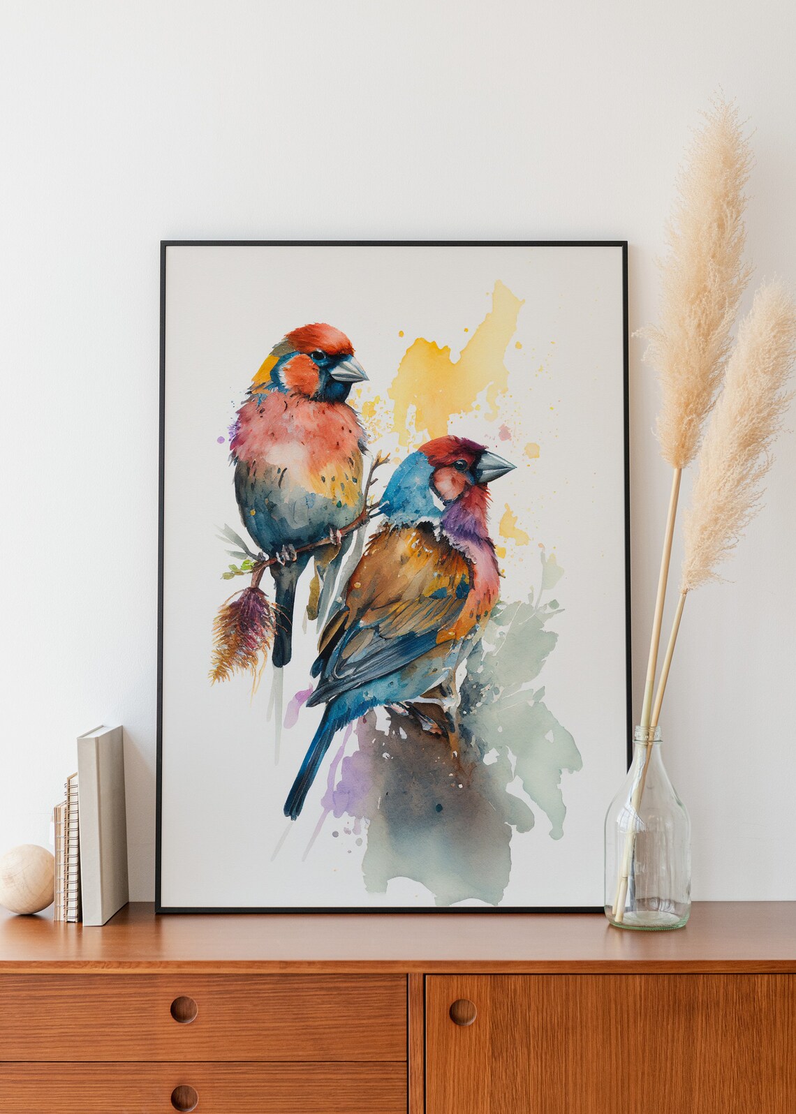 Finches Wall Decor Cute Finches Wall Art Airbnb Wall Decor Nursery Wall Art Childrens Room Gift Watercolor Animal Art Cute Watercolor Bird