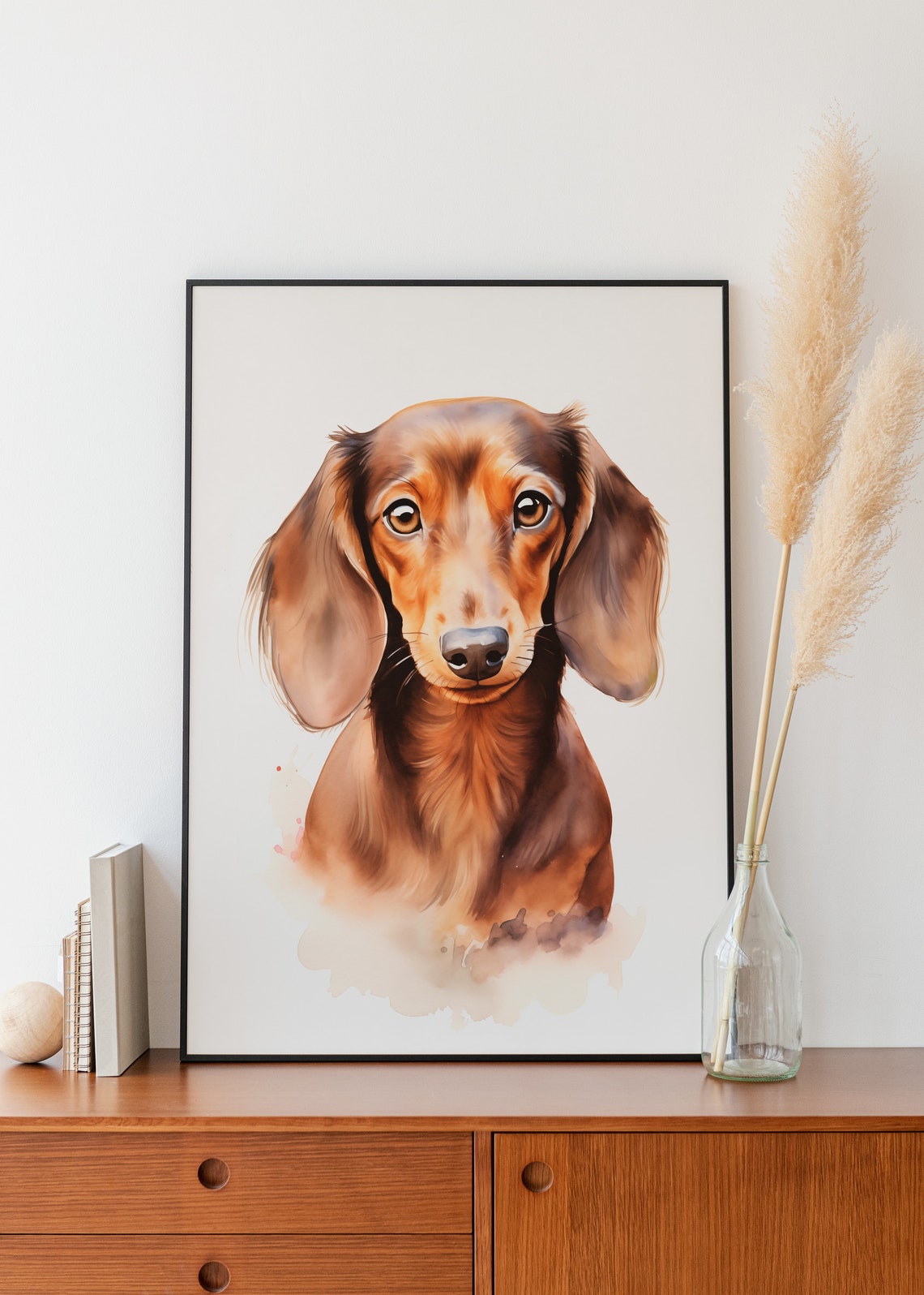 Brown Dachshund Dog Watercolor Portrait Painting Splash Art Poster - Image 3