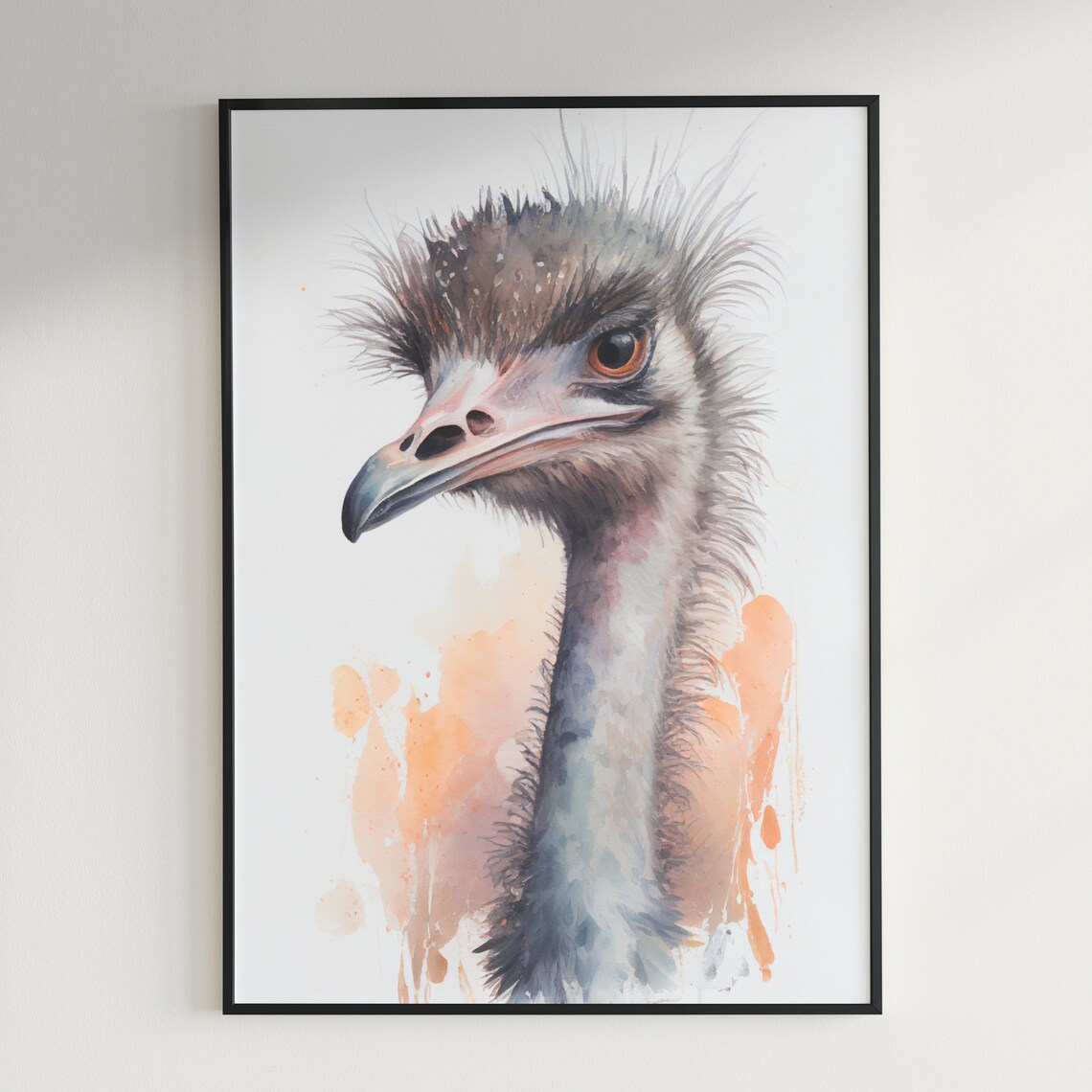 Wild Emu Bird Watercolor Portrait Painting Splash Art Poster - Image 3