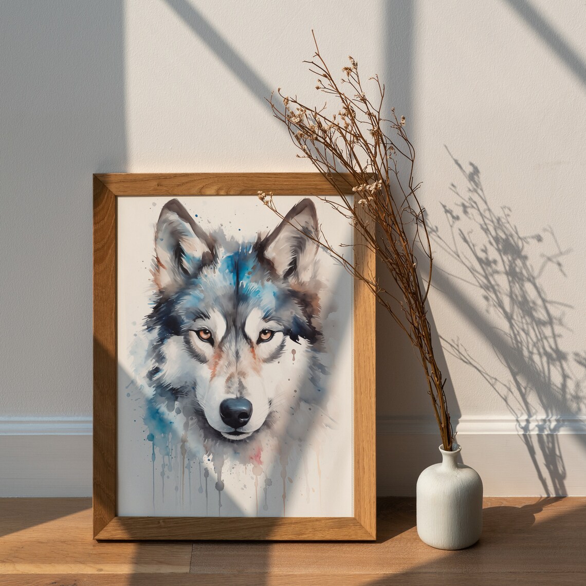 Gray Wolf Watercolor Painting Majestic Wildlife Animal Art Poster - Image 2
