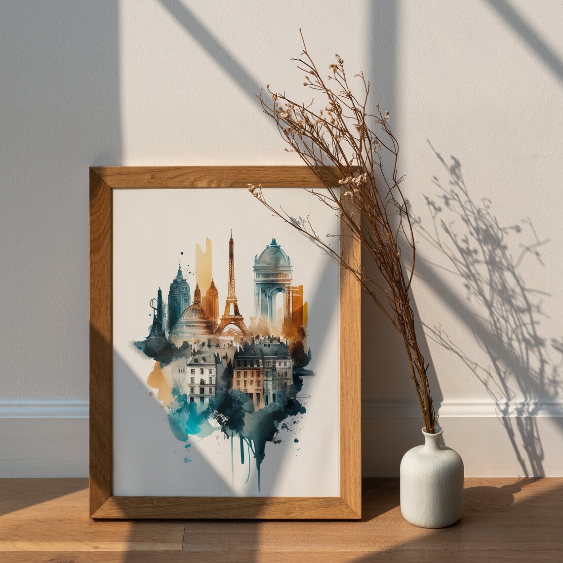 Paris Eiffel Tower Watercolor Cityscape France Landmark Art Print - Image 2
