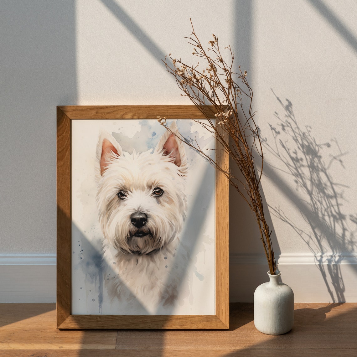 West Highland White Terrier Watercolor Puppy Portrait Wall Art - Image 2