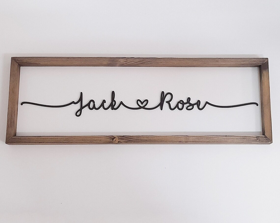 Jack And Rose Personalized Couple Name Script Wedding Gift Sign Poster