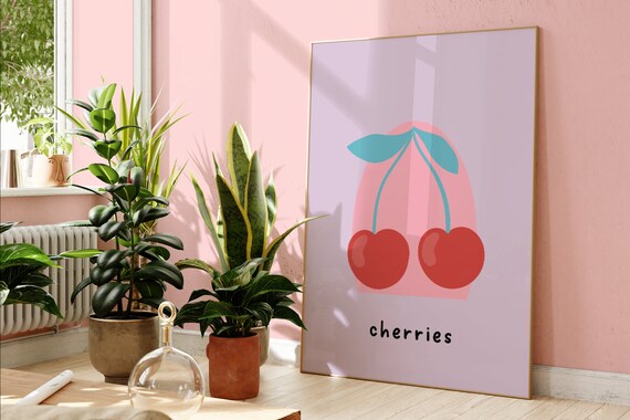 Cherry Print Kitchen Fruit Abstract Art Print