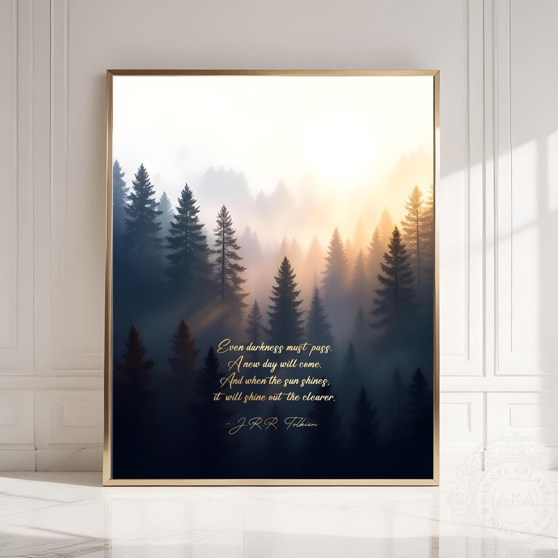 Tolkien Quote Misty Forest Sunrise Literary Inspirational Wall Art