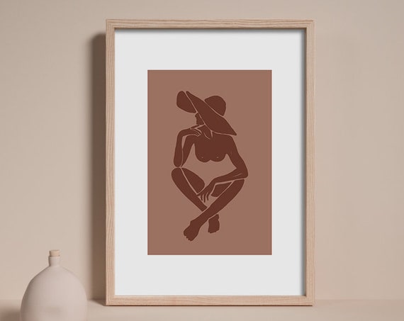 Terracotta Wall Art Nude Female Art Wall Art Modern Abstract Poster Print Minimalist Poster Terracotta Prints