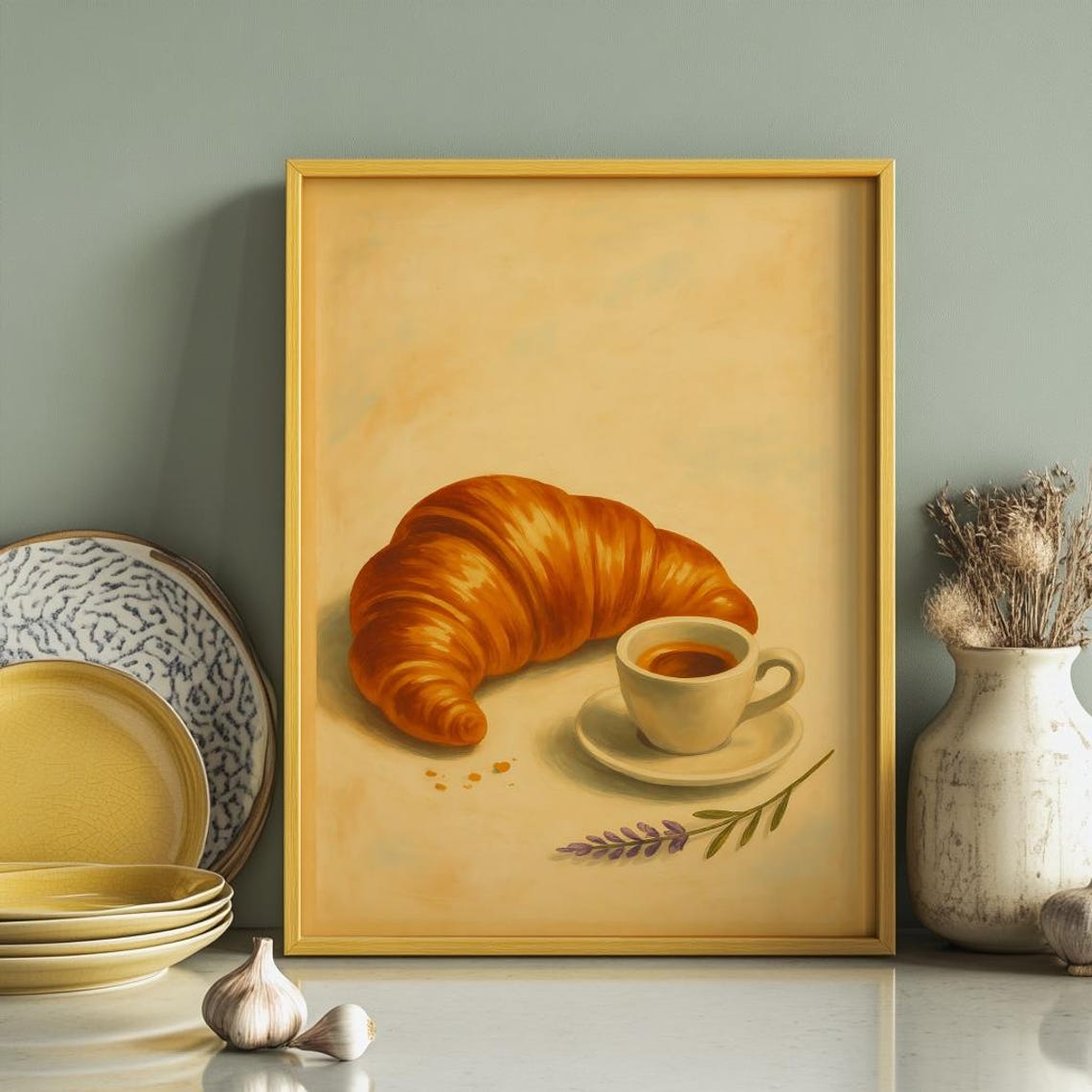 Croissant And Espresso Cup French Breakfast Vintage Art Poster - Image 4