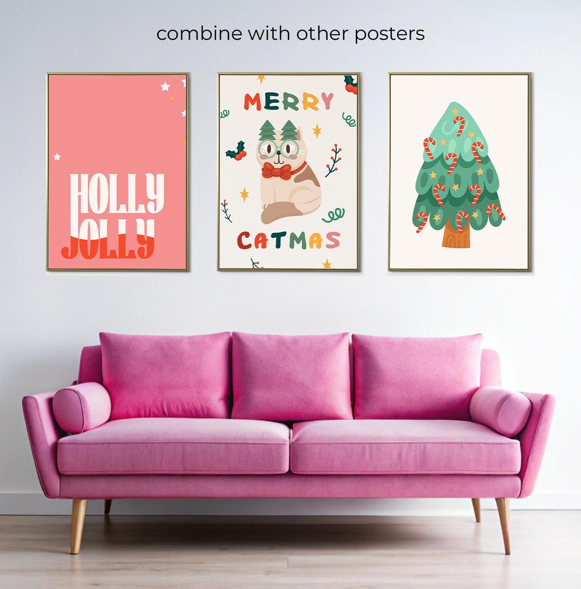 Merry Catmas Cat With Glasses and Red Bow Tie Christmas Poster - Image 2