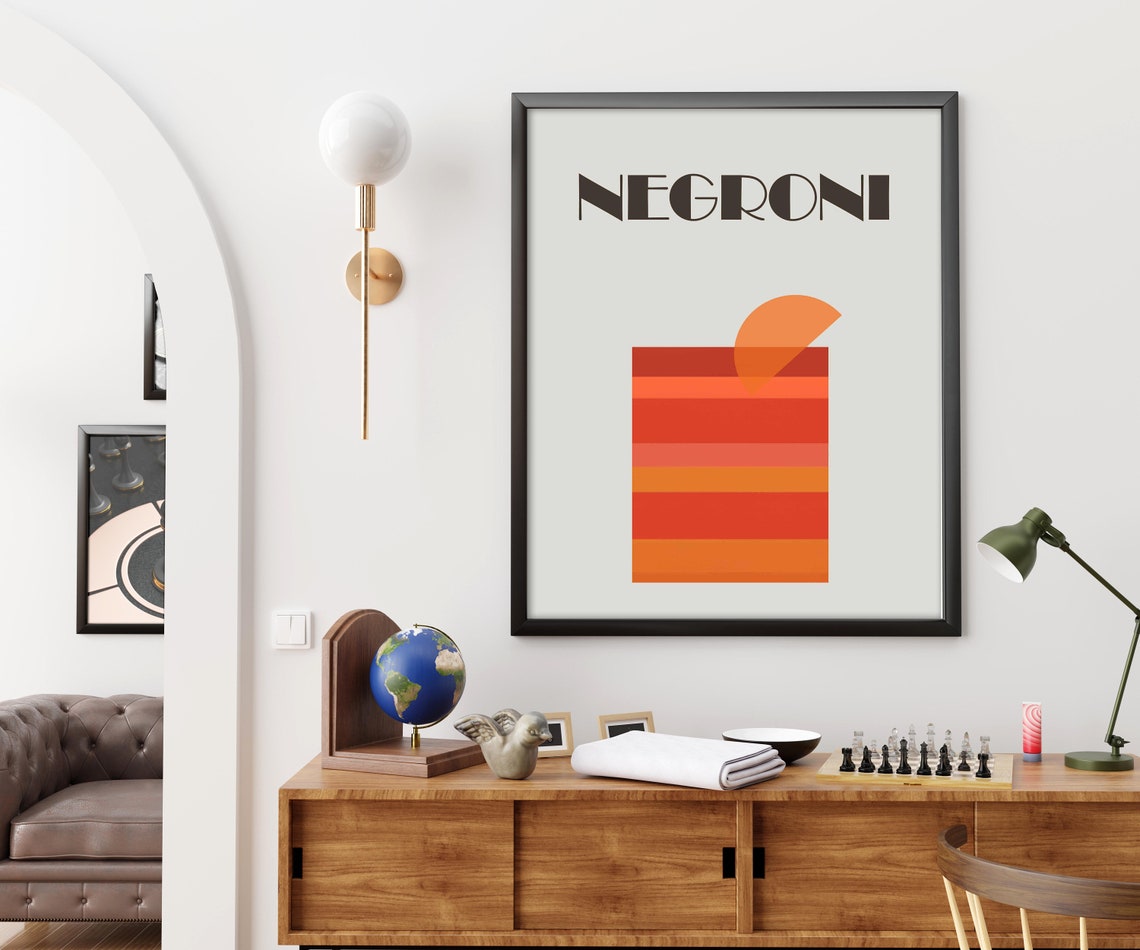 Negroni Retro Minimalist Orange Slice Cocktail Bar Design Poster - Image 2