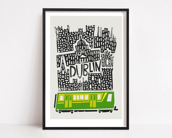 Dublin City Retro Ireland Travel Poster