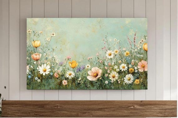 Wildflowers Frame Tv Wall Art Vintage Floral Screensaver For Samsung Spring Fall Decor Moody Antique Flower Design