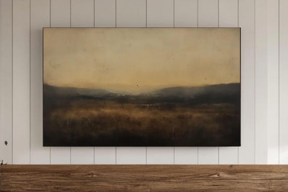 Vintage Classic Moody Landscape Painting Frame Tv Wall Art Modern Abstract Rustic Dark Decor Antique Tonal Screensaver