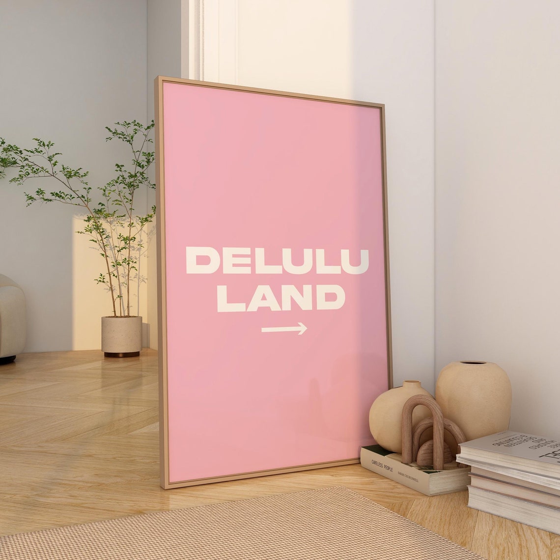 Delulu Land Print Pink Bedroom Decor Pink Delulu Poster Trendy Pink Wall Art Girls Room Print Pink Be Delusional Poster