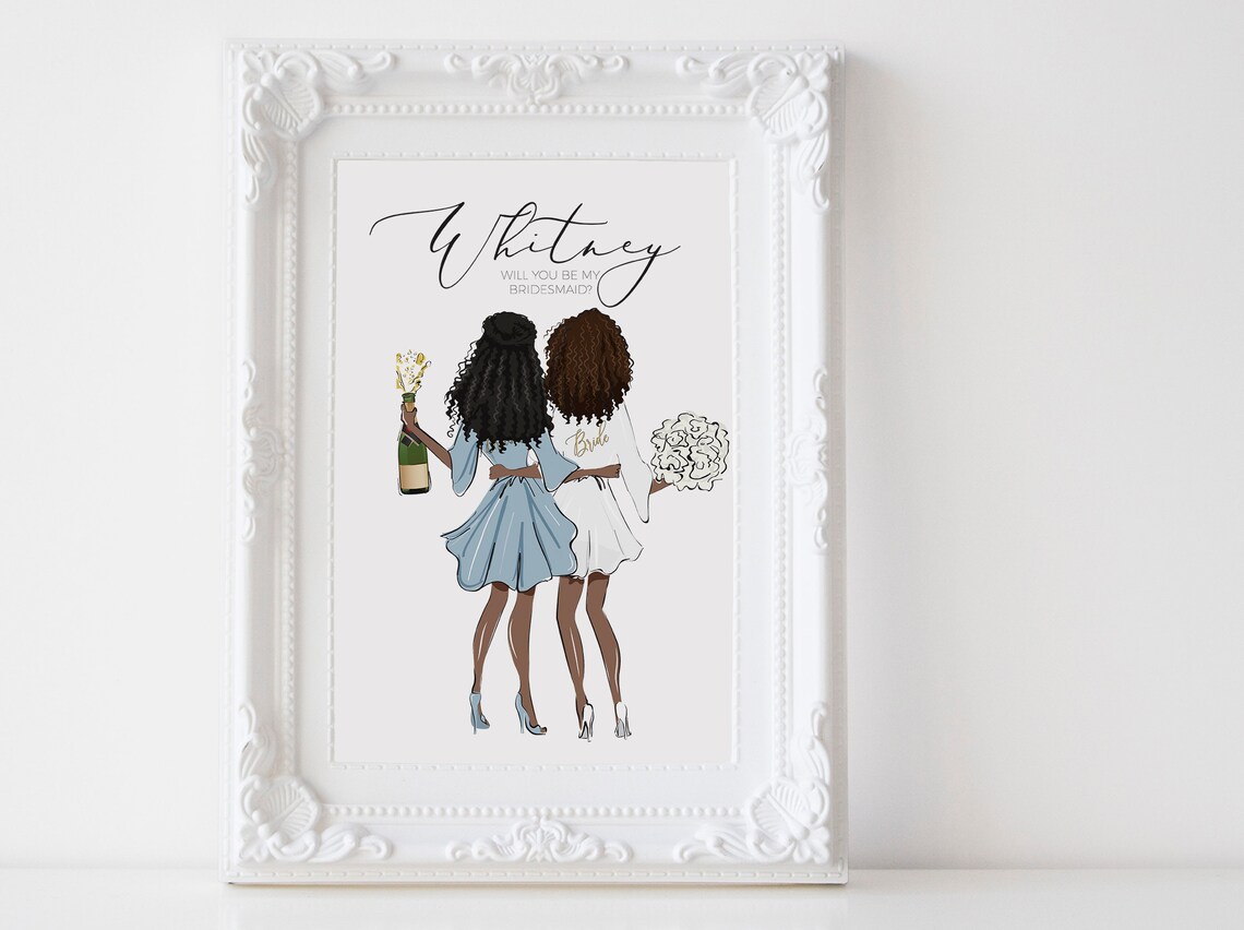 Personalized Bride and Bridesmaid Wedding Art Print - Image 3