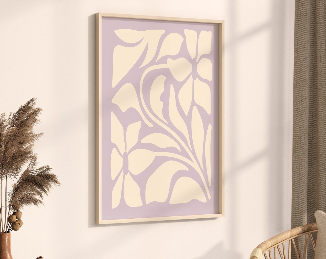 Soft Lilac Bold Abstract Floral Organic Shapes Modern Art Poster - Image 4