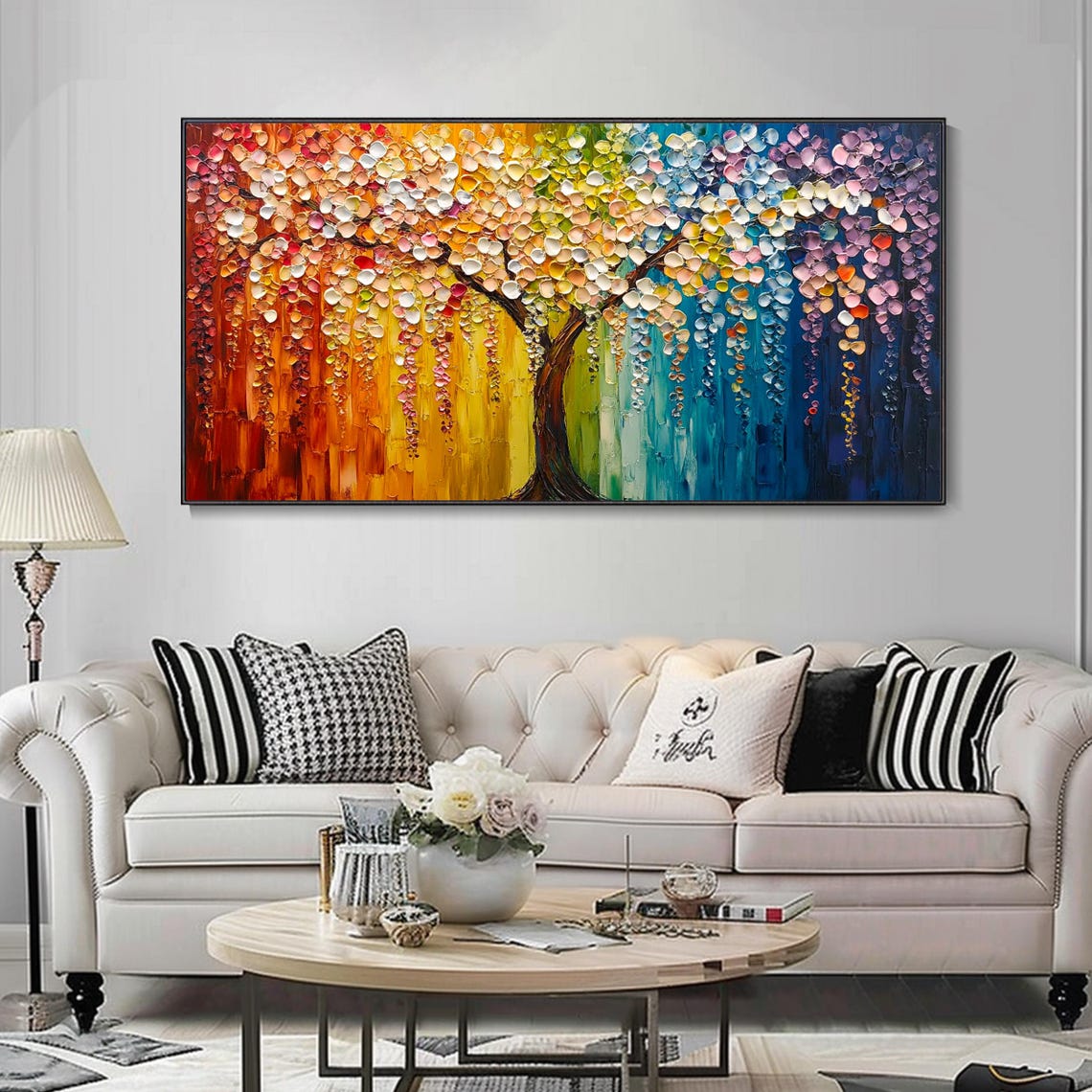 Rainbow Tree Of Life Multicolor Canopy Abstract Painting Poster - Image 3