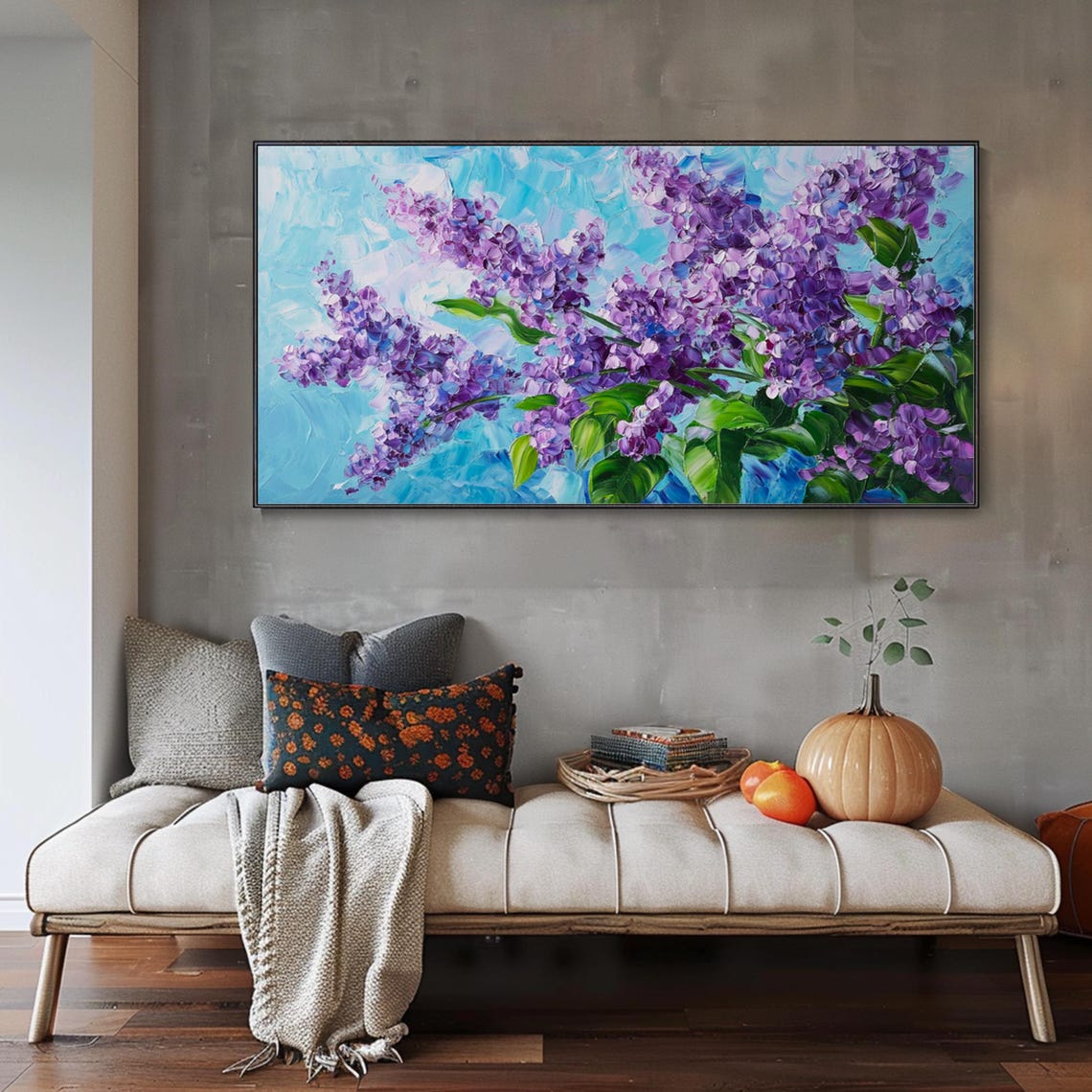 Purple Lilac Branches Green Leaves Bright Blue Sky Floral Poster - Image 3