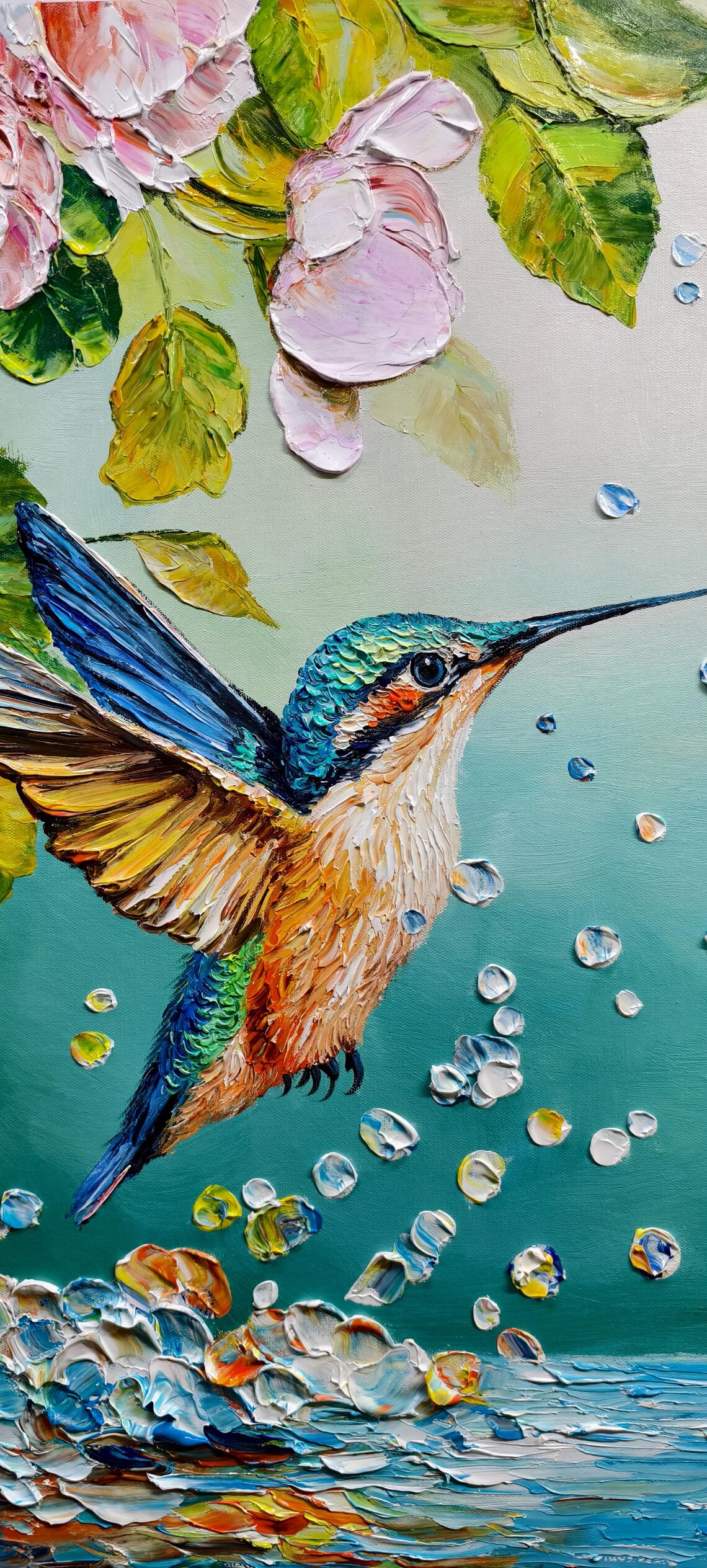 Personalized Hummingbird Oil Painting, Wall Art Print - Image 2