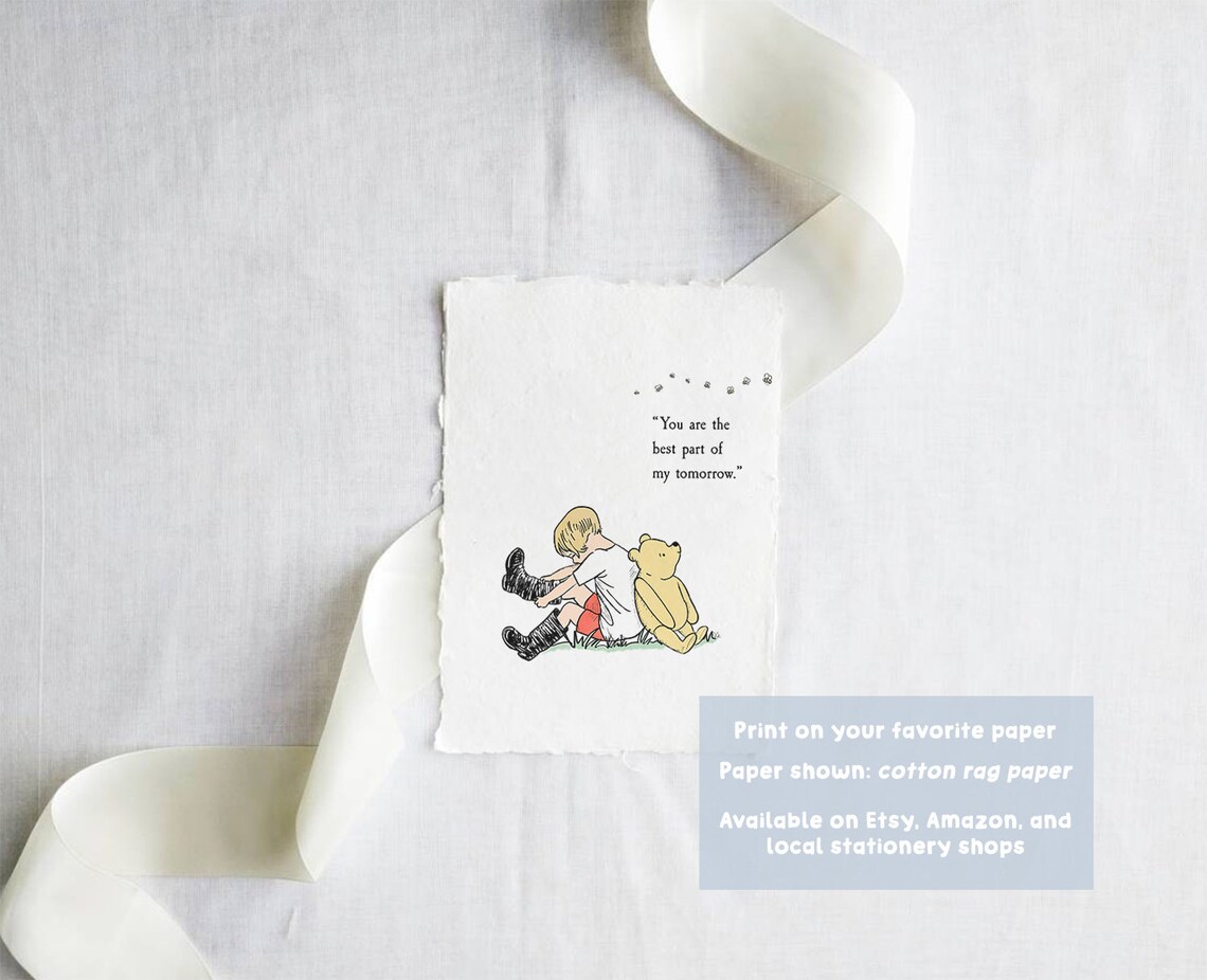 Best Part of My Tomorrow Christopher Robin Pooh Boots Colored Quote Poster - Image 3