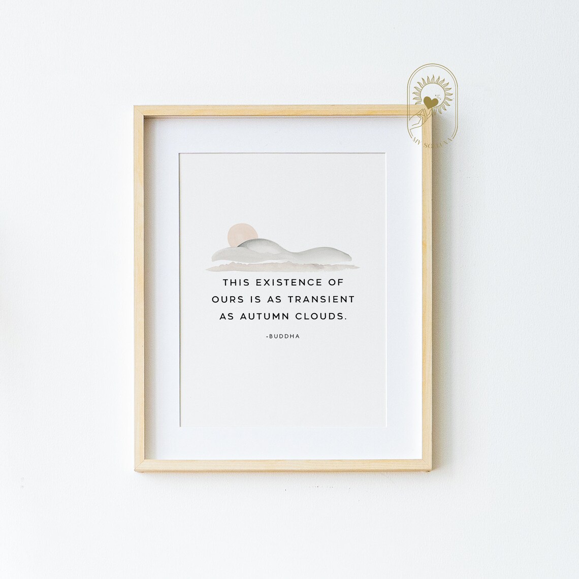Buddha Autumn Clouds Transient Existence Quote Watercolor Minimalist Poster
