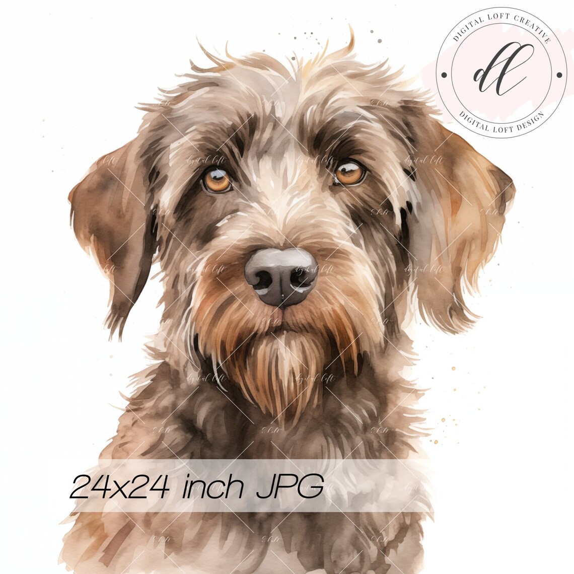 Watercolor Scruffy Terrier Mix Dog Portrait Cute Pet Art Poster