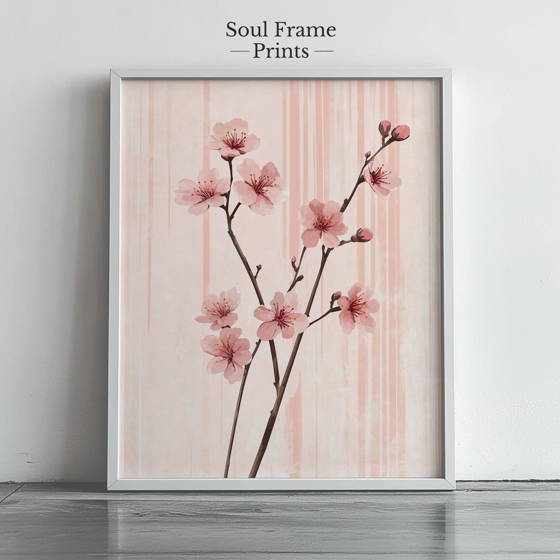 Cherry Blossom Branches Painting Poster In Soft Pink Spring Style