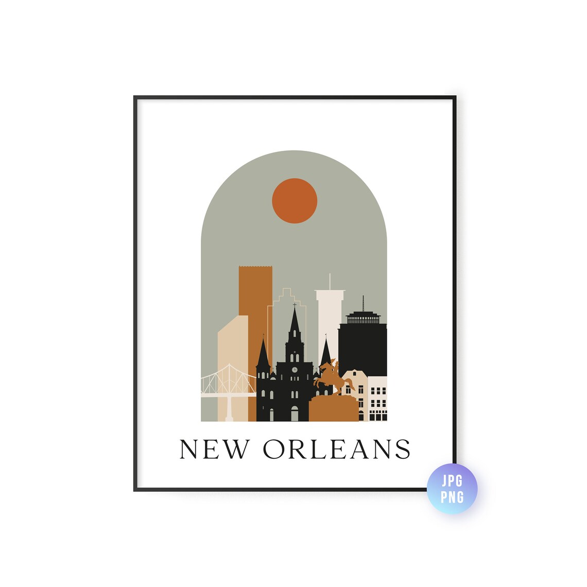 New Orleans Skyline Bohemian Travel Poster