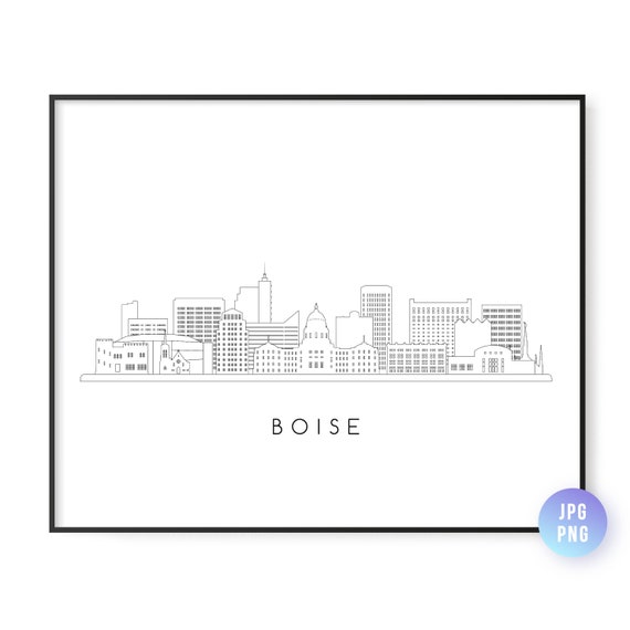 Boise Skyline Line Art, Idaho Travel Poster