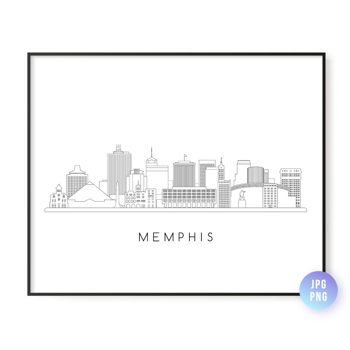 Memphis Skyline Line Art Art Print
