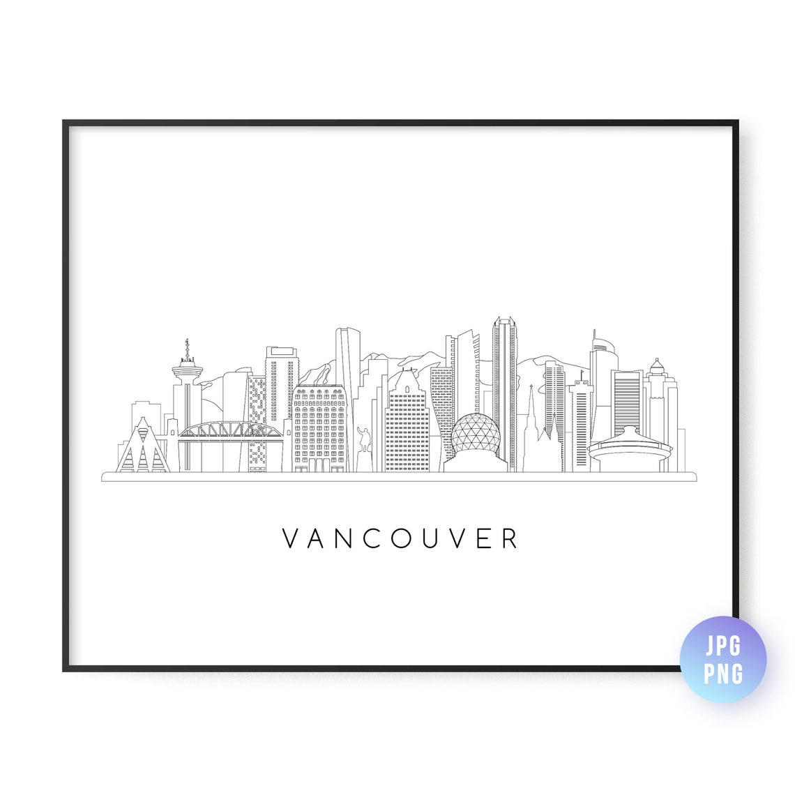 Vancouver Skyline Line Art Art Print