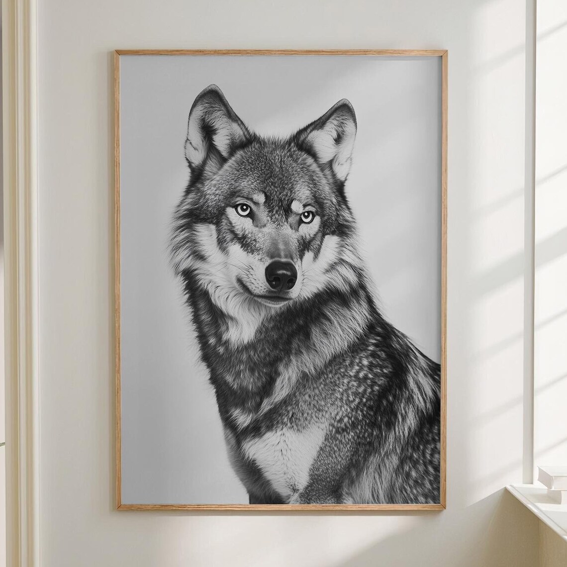 Wolf Black and White Portrait Wild Animal Photography Wall Art